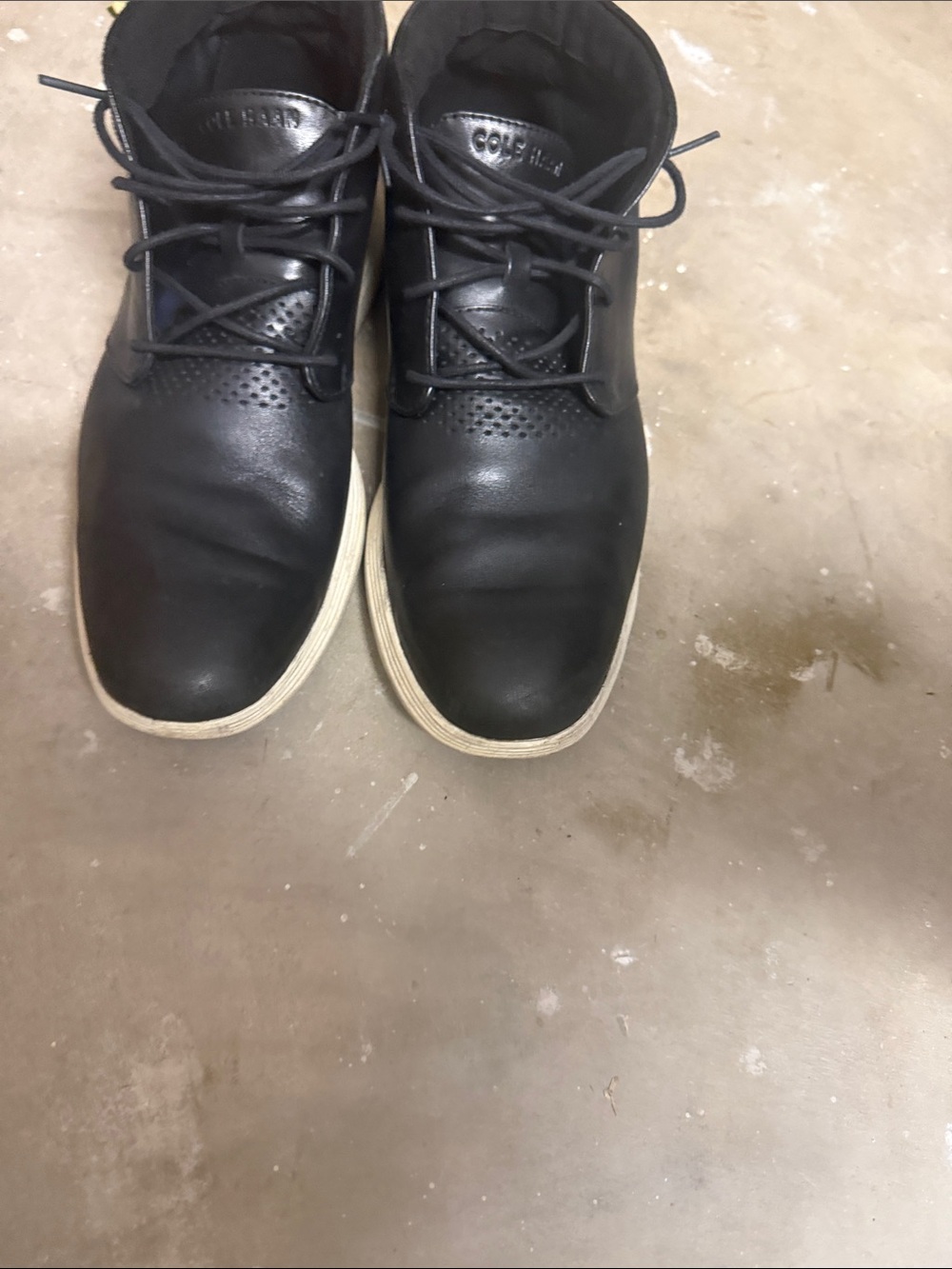 Cole Haan Black Leather Chukka Boots with White Sole
